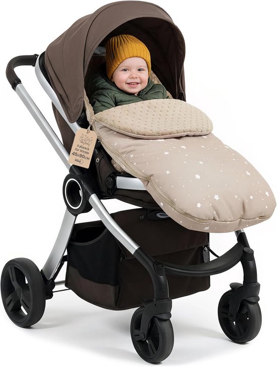 Voetenzak Kinderwagen - Baby winterzak - Warm op reis - Wind- en waterafstotend - 90x45cm - Beige met sterren