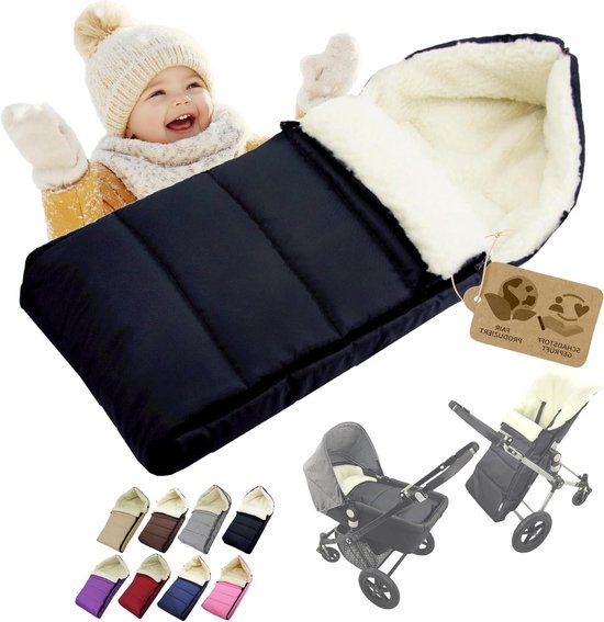 Voetenzak Kinderwagen - Babyzak Babyslee - Warm Houden - Universele Pasvorm - 108 cm - Zwart