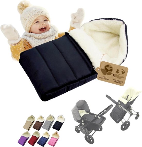 Voetenzak Kinderwagen - Babyzak Winter - Warm Houden Baby - Universele Pasvorm - 90 cm - Zwart