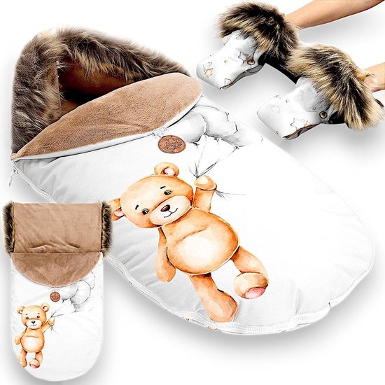 Voetenzak Kinderwagen Buggy - Winter Inleg Omslagdeken - Baby Warm Houden - Wind Waterafstotend - 90x45 cm - Teddybeer