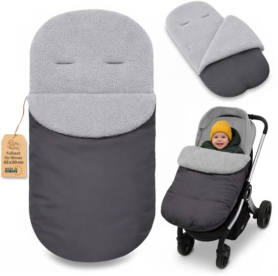 Voetenzak Kinderwagen en Buggy voor de Winter 90x45 cm - Winter Voetenzak Warme Inleg Omslagdeken Baby Accessoire warm Boucle Oeko-Tex certificaat Grijs