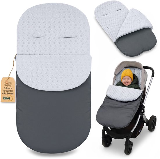 Voetenzak Kinderwagen en Buggy voor de Winter 90x45 cm - Winter Voetenzak Warme Inleg Omslagdeken Baby Accessoire warm Minky Oeko-Tex certificaat Donker Grijs