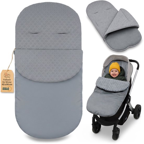 Voetenzak Kinderwagen en Buggy voor de Winter 90x45 cm - Winter Voetenzak Warme Inleg Omslagdeken Baby Accessoire warm Minky Oeko-Tex certificaat Grijs