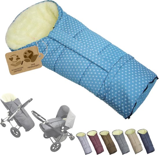 Voetenzak Kinderwagen - Slaapzak Buggy - Warm Blijven - Aanpasbare Lengte - 90-110cm - Sterren turquoise