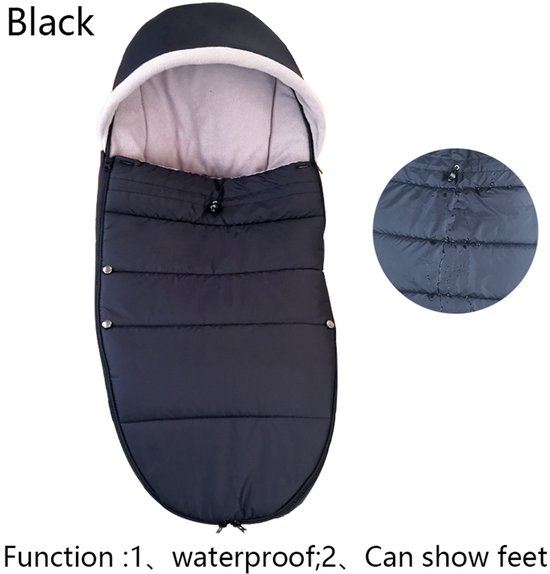 Voetenzak Kinderwagen - Slaapzak Kinderwagen - Beenwarmer - Zwart - Warm - Sneeuwbestendig - Strakke Halslijn - Geschikt voor Babyzen - Voor Baby's 6 tot 36 Maanden