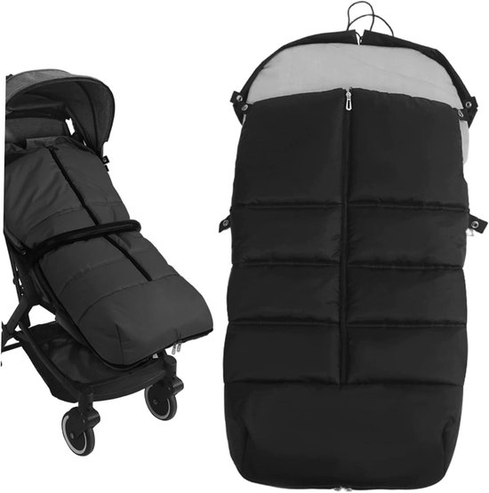 Voetenzak Kinderwagen - Wandelwagenhoes Baby - Warm Houden Baby - Waterdicht Fleece - 90 x 45 cm - Zwart
