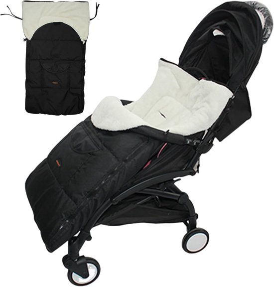 Voetenzak Kinderwagen - Warme Slaapzak - Winterse Uitstapjes - Pluche Voering - 93x43 cm - Zwart