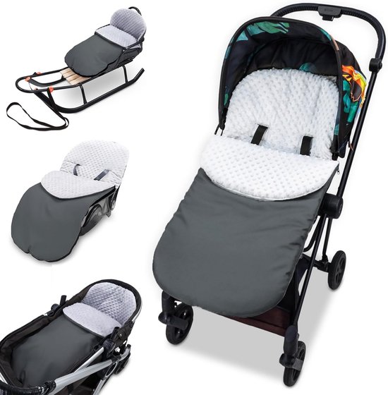 Voetenzak Kinderwagen - Winter Binnenzak - Warmte Buiten - Waterafstotend - 90x45cm - Donkergrijs