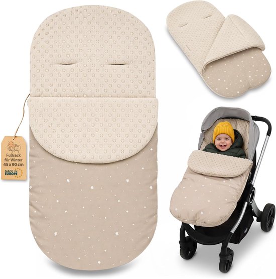 Voetenzak Kinderwagen - Winter Inlegger - Warm Blijven - Waterafstotende Buitenlaag - 90x45cm - Beige met sterren