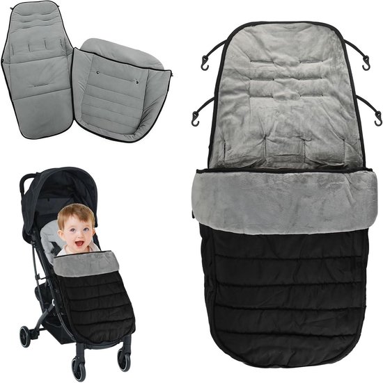 Voetenzak Kinderwagen - Winterzak Baby - Warm Buiten - Ritssluiting Zijkant - 90 x 33 cm - Zwart