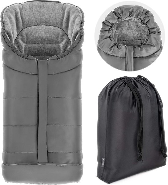 Voetenzak Kinderwagen - Winterzak Buggy - Warm en Droog - Reflector voor Zichtbaarheid - 100 cm Lang - Grijs