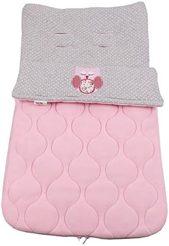 Voetenzak met Uil - Baby deken - Warmte voor baby - Afneembare voering - 78 x 25 cm - Roze