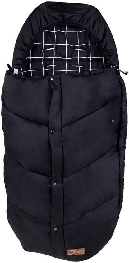 Voetenzak Slaapzak - Baby Dekentje - Kinderwagen Gebruik - Ripstop Nylon Buitenkant - 100cm Lengte - Zwart Raster