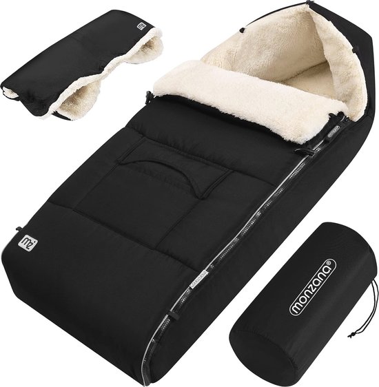 Voetenzak voor Baby's - Handwarmers, Reflectoren, Geschikt voor Kinderwagens en Autostoelen - Zwart