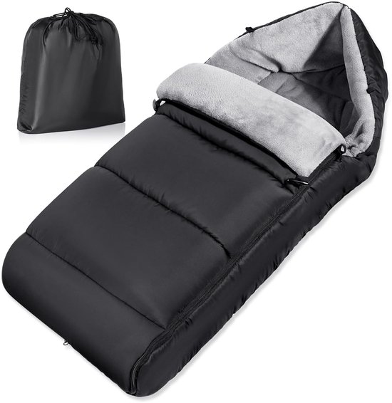 Voetenzak voor de winter, universele voetenzak, buggy met verstelbare ritssluiting, eenvoudige toegang, afneembaar en duurzaam, waterdicht, warm dik weefsel, wasbaar, elegant zwart