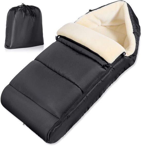 Voetenzak voor de winter, universele voetenzak, buggy met verstelbare ritssluiting, eenvoudige toegang, afneembaar en duurzaam, waterdicht, warm dik weefsel, wasbaar, klassiek zwart