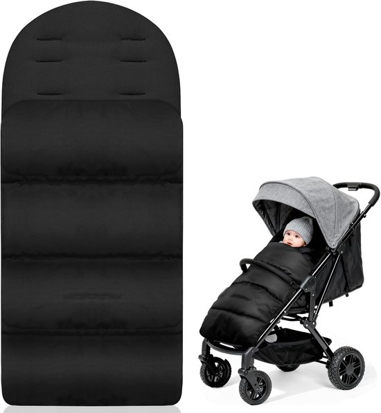 Voetenzak voor kinderwagen - 80×40CM - Voetenzak Buggy - Baby Voetenzak - Voetenzak voor Autostoel - Waterdichte voetenzak - Waterdicht en koudebestendig - Voor kinderwagen, buggy en wandelwagen - Zwart