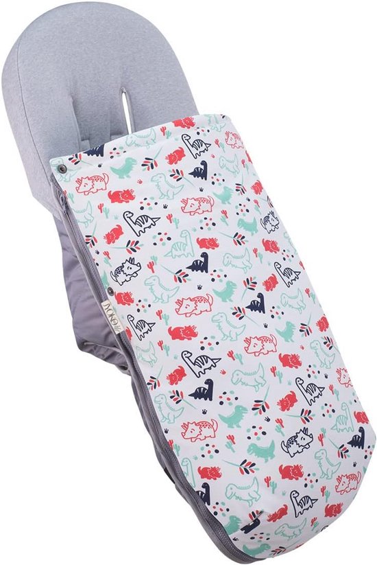 Voetenzak voor Kinderwagen - DINO PARTY, Katoen en Teddyfleece van Merkloos