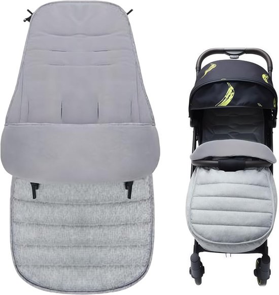 Voetenzak voor kinderwagen en buggy, waterdicht, afneembaar, met ritssluiting, antislip, winter, geschikt voor bijna alle kinderwagens, grijs