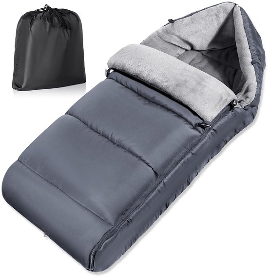 Voetenzak voor kinderwagen, universele voetenzak, buggy met verstelbare ritssluiting, eenvoudige toegang, afneembaar en duurzaam, water- en winddicht, warm dik weefsel, wasbaar, grijs