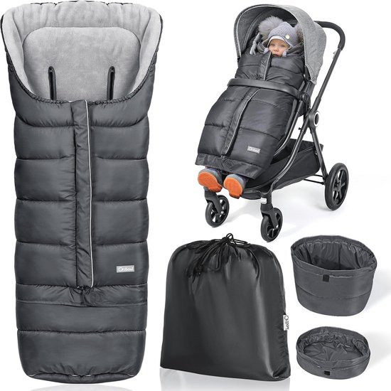 Voetenzak voor Kinderwagen - Waterdicht, Verstelbaar, Anti-Slip - Donkergrijs