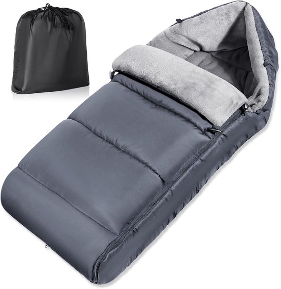 Voetenzak voor Kinderwagen, Waterdichte Kinderwagen Voetenzak met Aanpasbare Rits, Winter Voeten voor Buggy, Gemakkelijk Toegankelijk, Afneembaar, Warm Kationisch Weefsel, Grijs