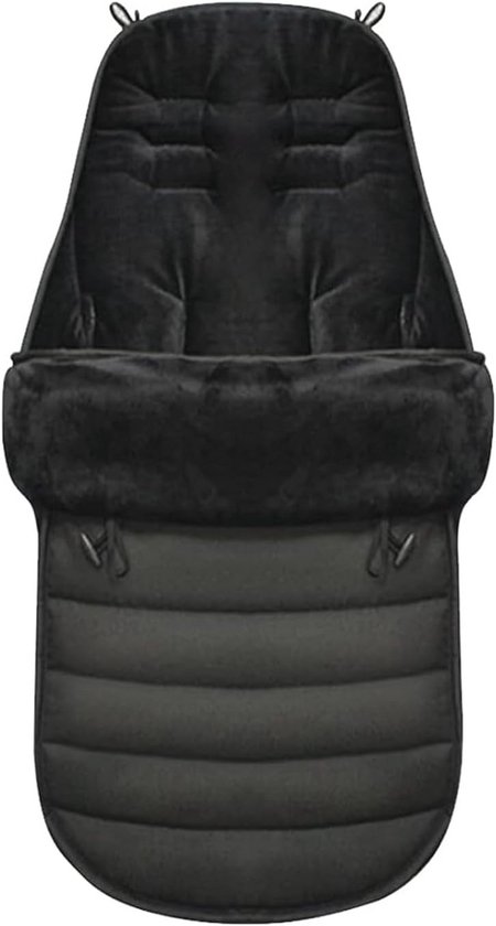 Voetenzak voor kinderwagen - Winter Babyvoetenzak met Capuchon en Ritssluiting - Afneembaar en Wasmachinebestendig - Zwart van Merkloos