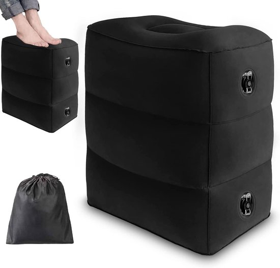 Voetsteunkussen voor in vliegtuig en auto - Draagbaar opblaasbaar kussen voor voeten - Thuis en op kantoor van The Friendly Swede