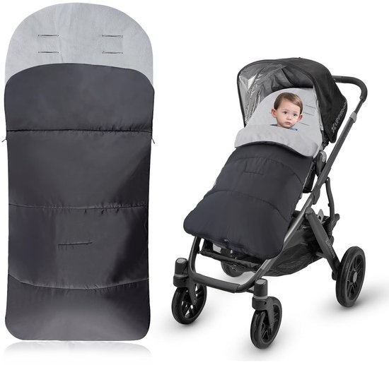 Voetzakken voor kinderwagen, voetenzak, kinderwagen met verstelbare zijdelingse ritssluitingen, waterdichte voetenzak, kinderwagen, zachte babywinterzak voor de meeste kinderwagens, grijs