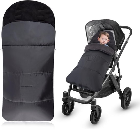Voetzakken voor kinderwagen, voetenzak, kinderwagen met verstelbare zijdelingse ritssluitingen, waterdichte voetenzak, kinderwagen, zachte babywinterzak voor de meeste kinderwagens, zwart