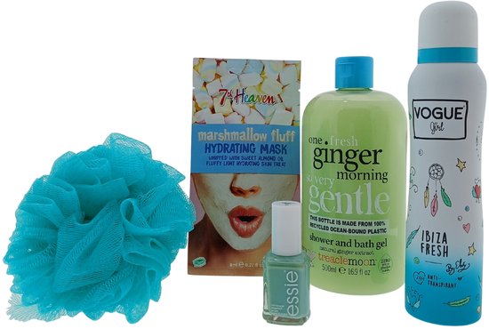 Vogue Verzorging Cadeauset met Masker - Nagellak -Deo - Douche & Puff Spons – Luxe Verzorgingsset | Wellness Giftbox | Verwen Cadeaupakket voor Iedereen van Merkloos