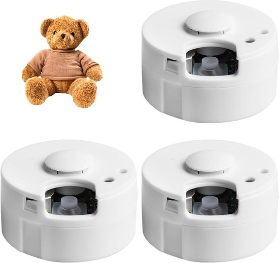Voicerecorder Knuffeldieren - Geluidsmodule Teddybeer - Gepersonaliseerde Cadeaus - 60 Seconden Opname - 4.2 cm Diameter - Wit
