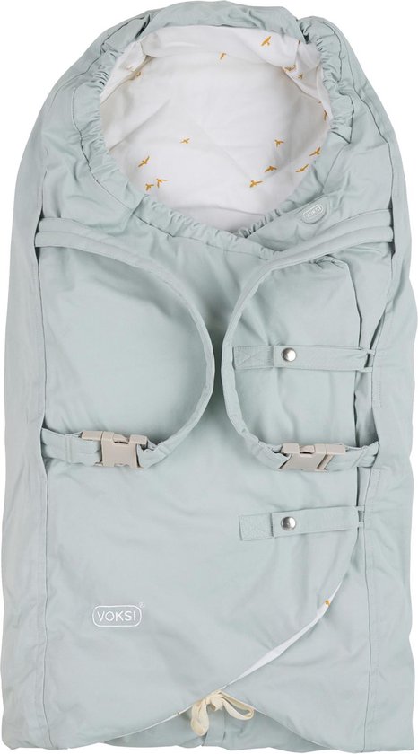 Voksi Carry – Zachte reiswieg en voetenzak kinderwagen - Wandelwagen –  Dusty Green Flying van Voksi