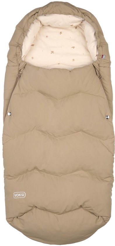 Voksi Voetenzak Explorer - Voetenzak - Voetenzak buggy - Voetenzak kinderwagen - Voetenzak met dons en wol - DarkSand Clover van Merkloos