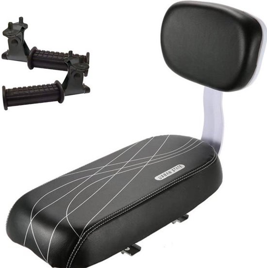 Voordeelfiets Fietsaccessoire – Bagagedragerkussen met Rugsteun & Inklapbare Voetsteunen – Zwart van Merkloos