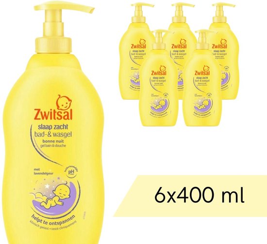 Voordeelverpakking: 6x Zwitsal Bad & Wasgel - Pompje - Slaap Zacht Lavendel - 400 ml van Zwitsal