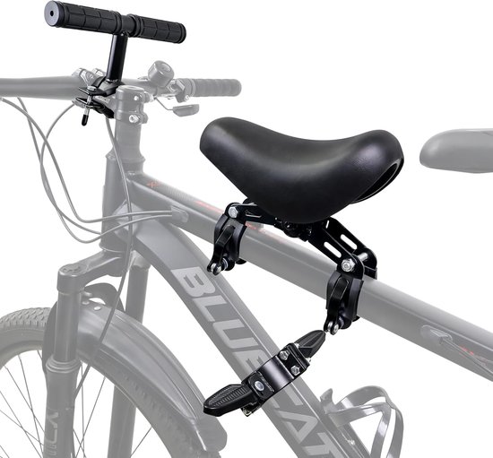 Voorop Gemonteerd Kinderzitje - Shotgun Fietszitje Voor Mountainbike - TENZHVXI® - Veilig Aluminium Frame Met Lederen Zadel - Inklapbare Pedalen En Stuur - Geschikt Voor Kinderen Tot 55 Kg - Compatibel Met Alle MTB Met Rechte Buis