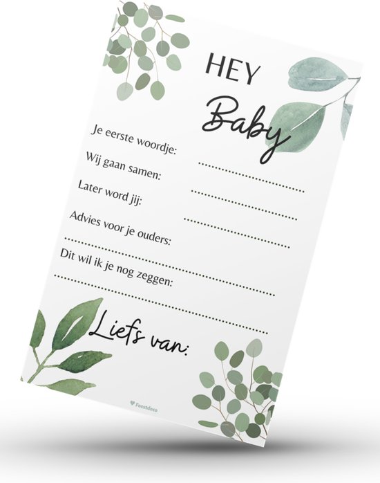 Voorspelkaarten Babyshower - Hey Baby Botanical - 10 stuks van Ginger Ray
