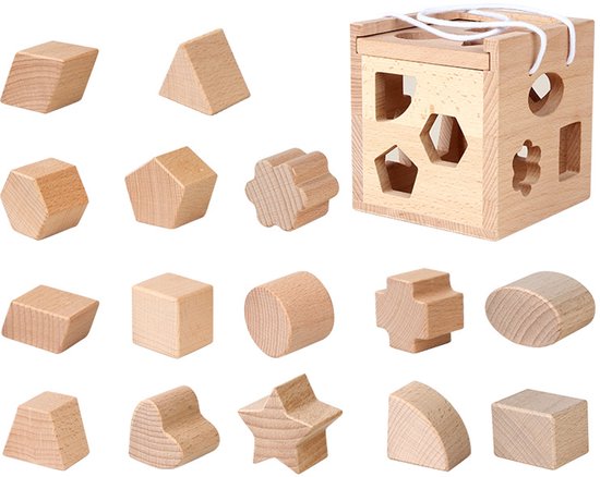 Vormclassificatiekubus - Klassiek houten speelgoed van Merkloos