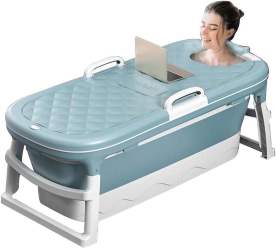 Vouwbad - Draagbaar bad - Ruimtebesparend baden - Dubbele afvoer - 138x62x52cm - Rustiek