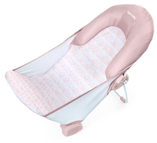 Vouwbare Baby Badstoeltje met 2 Posities, Veilig en Comfortabel, Geschikt voor Baby's van 0-6 Maanden, Roze