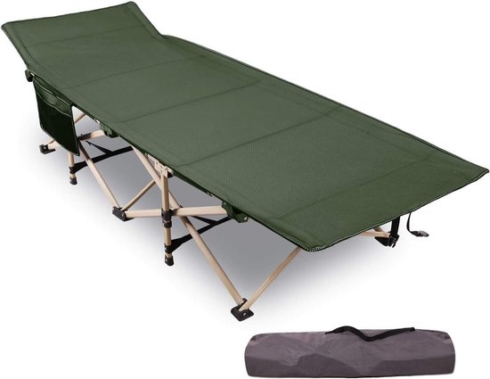 Vouwbare campingbedden voor volwassenen, extra brede zware zware stabiele lagerbed, draagbaar, sterke dikkere buizen, slaapbed voor buiten, reiskantoor van Songmics