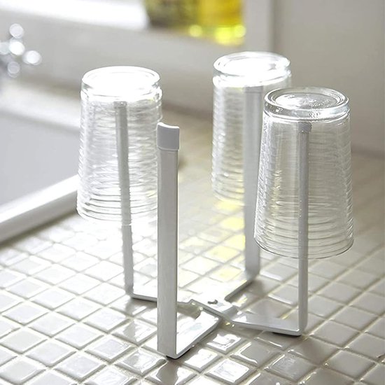 Vouwbare metalen fleshouder voor het drogen van flessen, ideaal voor Sodastream en babyflessen, keukenaccessoire in wit