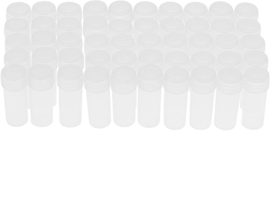 VT Goods - Flessen van 5 ml - Plastic monsterflessen - Met deksels - 50 stuks - Vloeistofopslag - Geschikt voor laboratoria - BPA-vrij van Merkloos