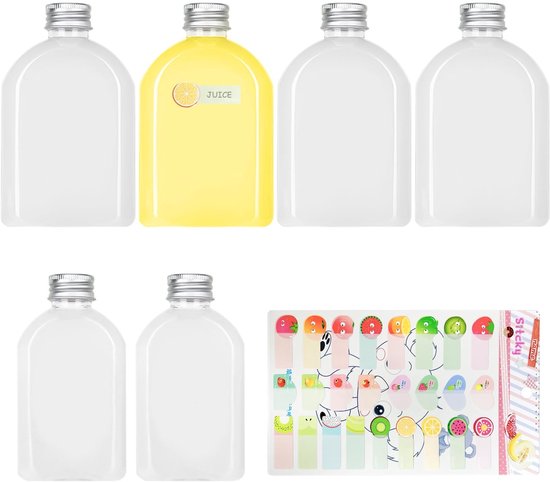 VT Goods - Set van 6 Transparante Sapflessen - Lege Drinkflessen voor Vloeistoffen - 100 ml en 200 ml - Ideaal voor Feestjes - Duurzaam en Lichtgewi..