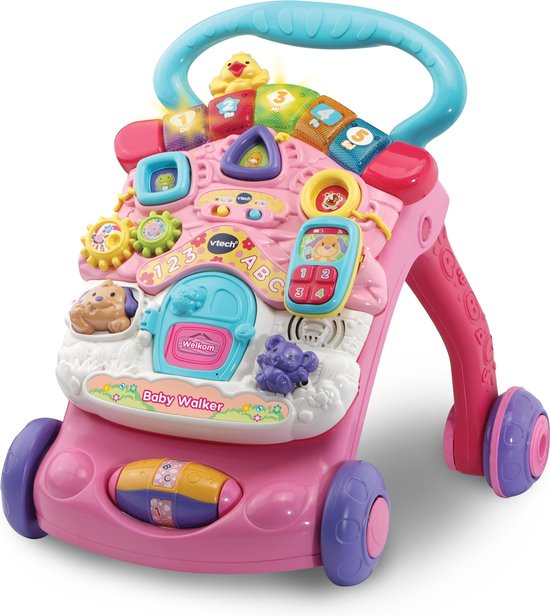 VTech 2 in 1 Baby Walker - Loopwagen Baby - Educatief Baby Speelgoed - Licht & Geluidseffecten - Nederlands Gesproken Speelgoed - Cadeau - Roze - 9 tot 36 Maanden van VTech