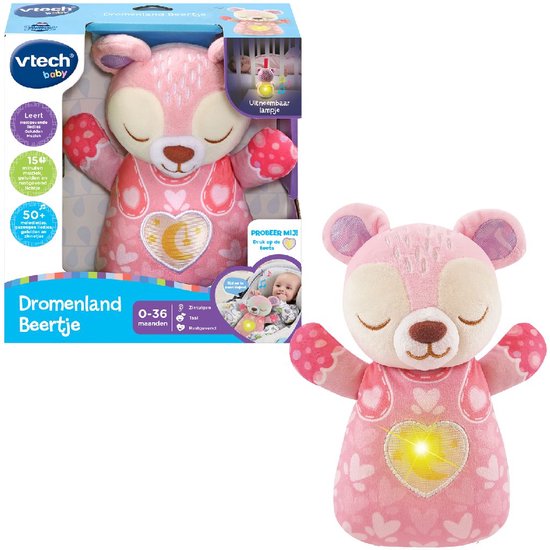 VTech Baby Dromenland Beertje - Interactieve Knuffel - Educatief Speelgoed - Van 1 tot 3 Jaar - Roze van VTech