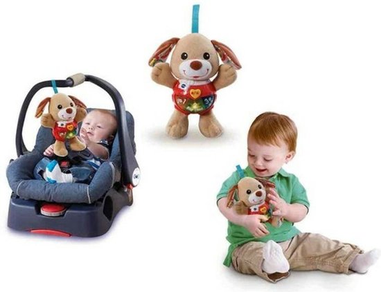 VTech Baby Knuffel & Speel Puppy - Educatief Babyspeelgoed - Bruin/Blauw - 3 tot 24 Maanden - Spaanstalig van VTech