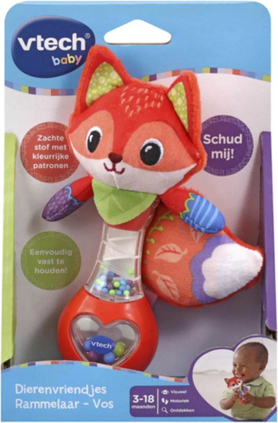VTech Dierenvriendjes Rammelaar Vos - Baby Speelgoed - Educatief Baby Speelgoed - Bijting - Van 3 tot 12 Maanden van VTech