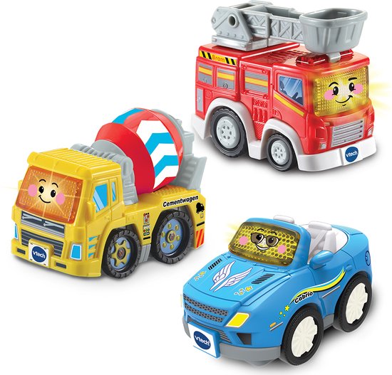 VTech Toet Toet Auto's - Trio Pack Collin Cabrio, Sepp Cementwagen, Bram Brandweer - Speelfiguur - Speelgoed Auto - Interactief Babyspeelgoed - Vanaf 1 jaar van Vtech